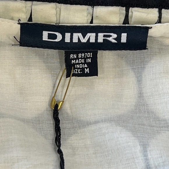 DIMRI SLEEVELESS POLKA DOT SQUARE NECK EMPIRE WAIST DRESS IVORY/BLACK MEDIUM NWT - Picture 11 of 16